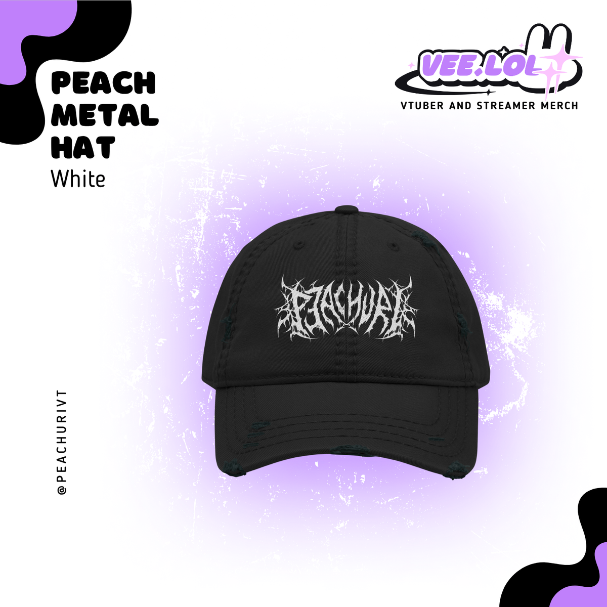 Peach White Embroidered Hat