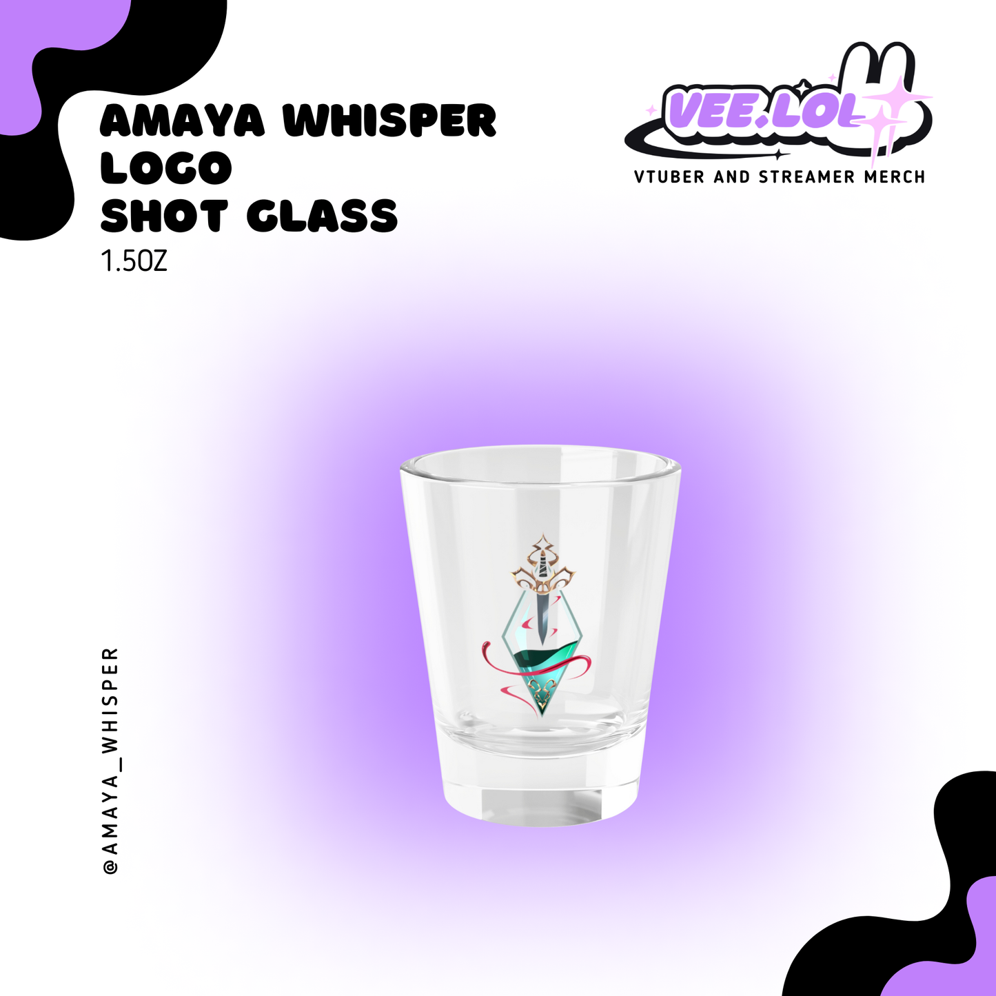 Amaya Whisper Logo Shot Glass, 1.5oz