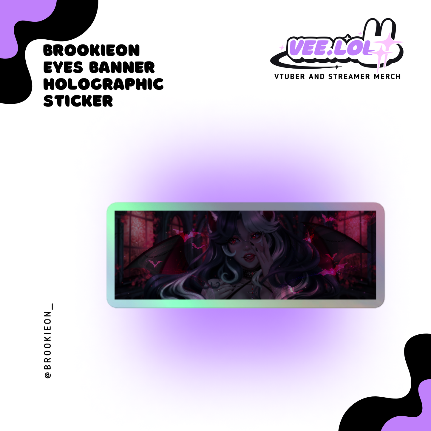 Brookieon Eyes Banner Holographic Sticker