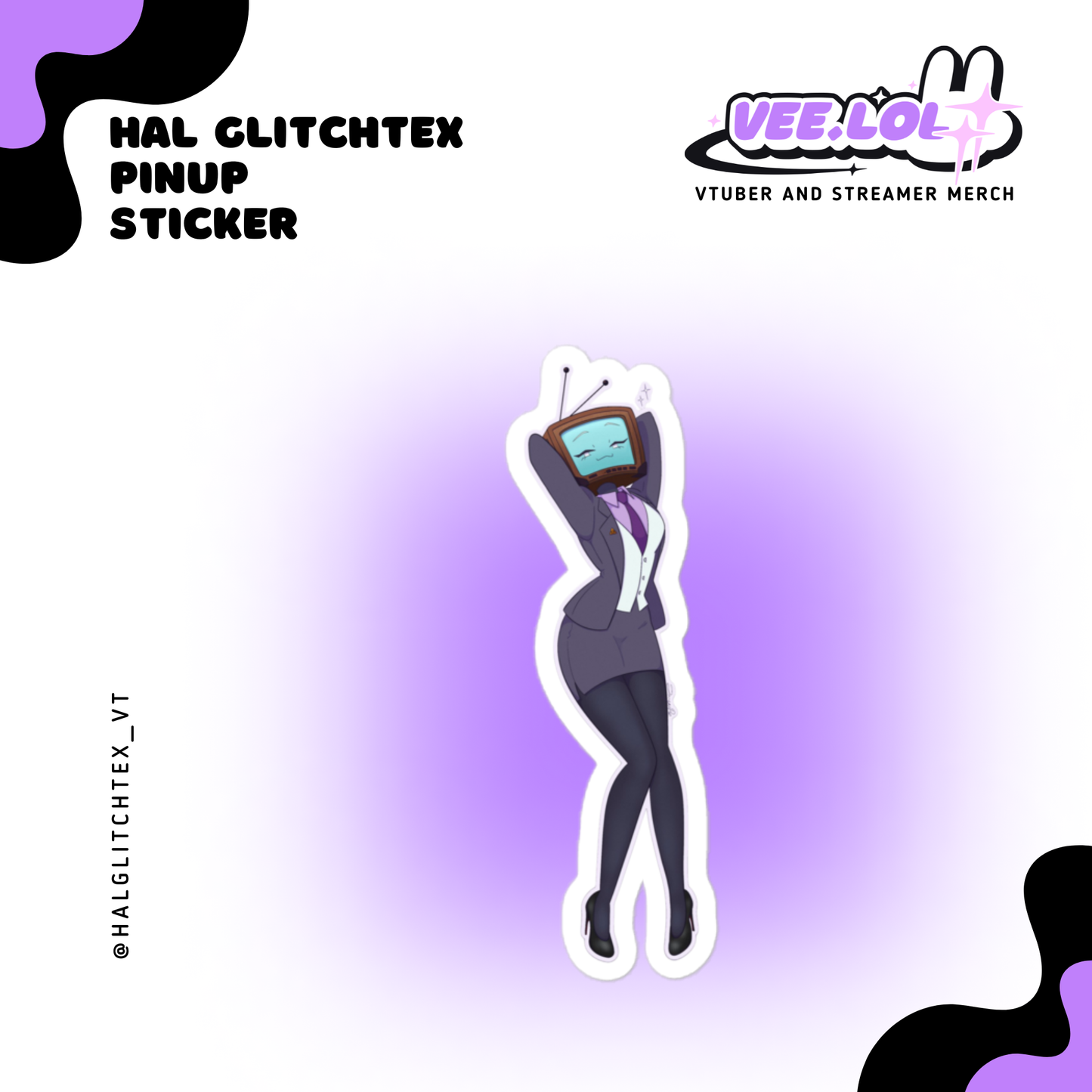 Hal Glitchtex Pinup Sticker