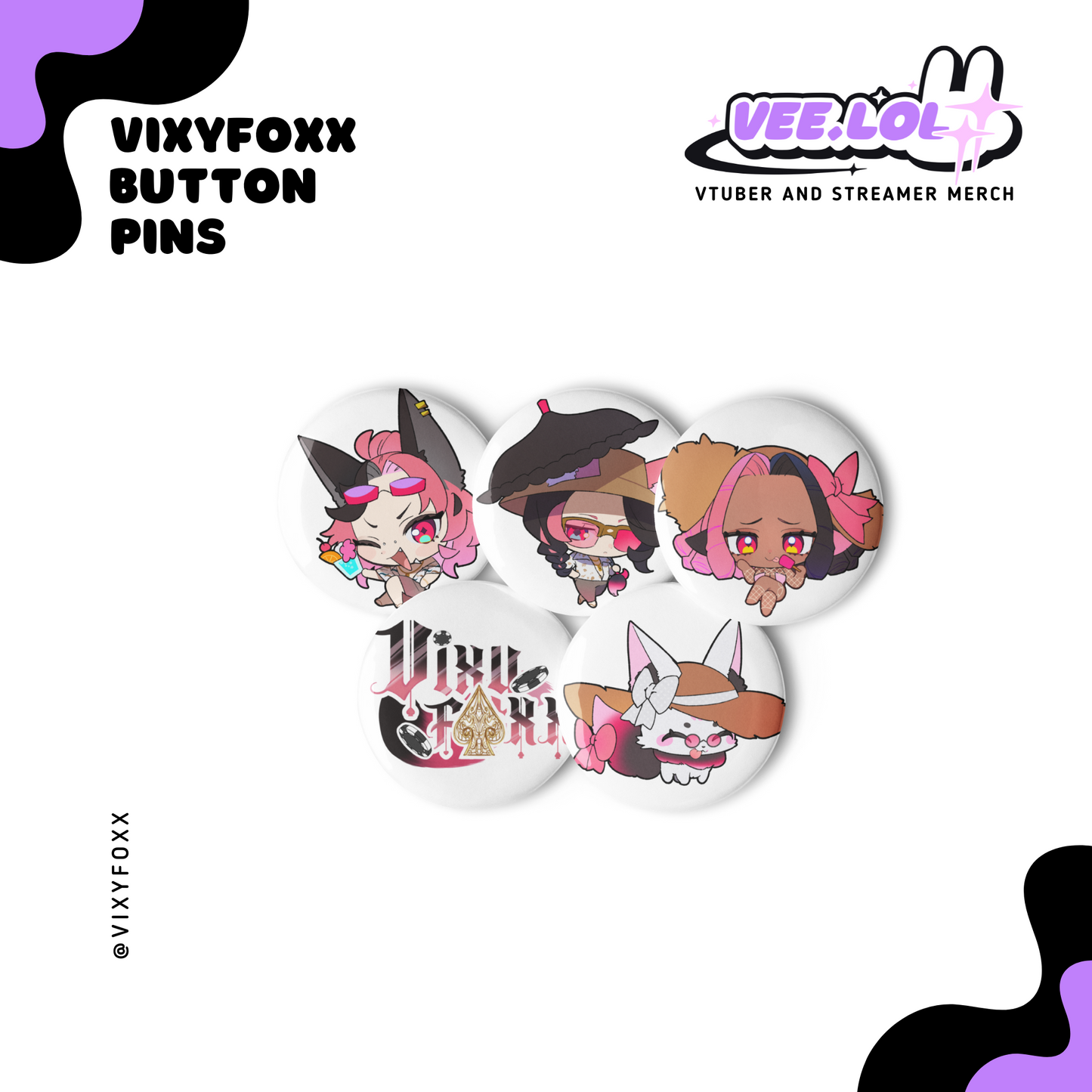 VixyFoxx Button Pins