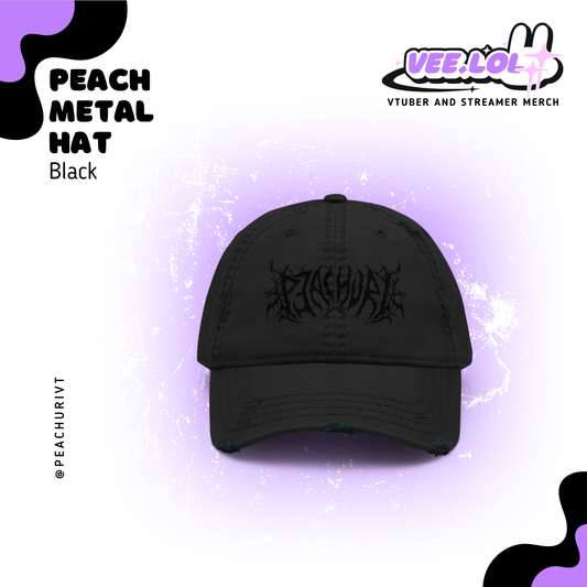 Peach Black Embroidered Hat