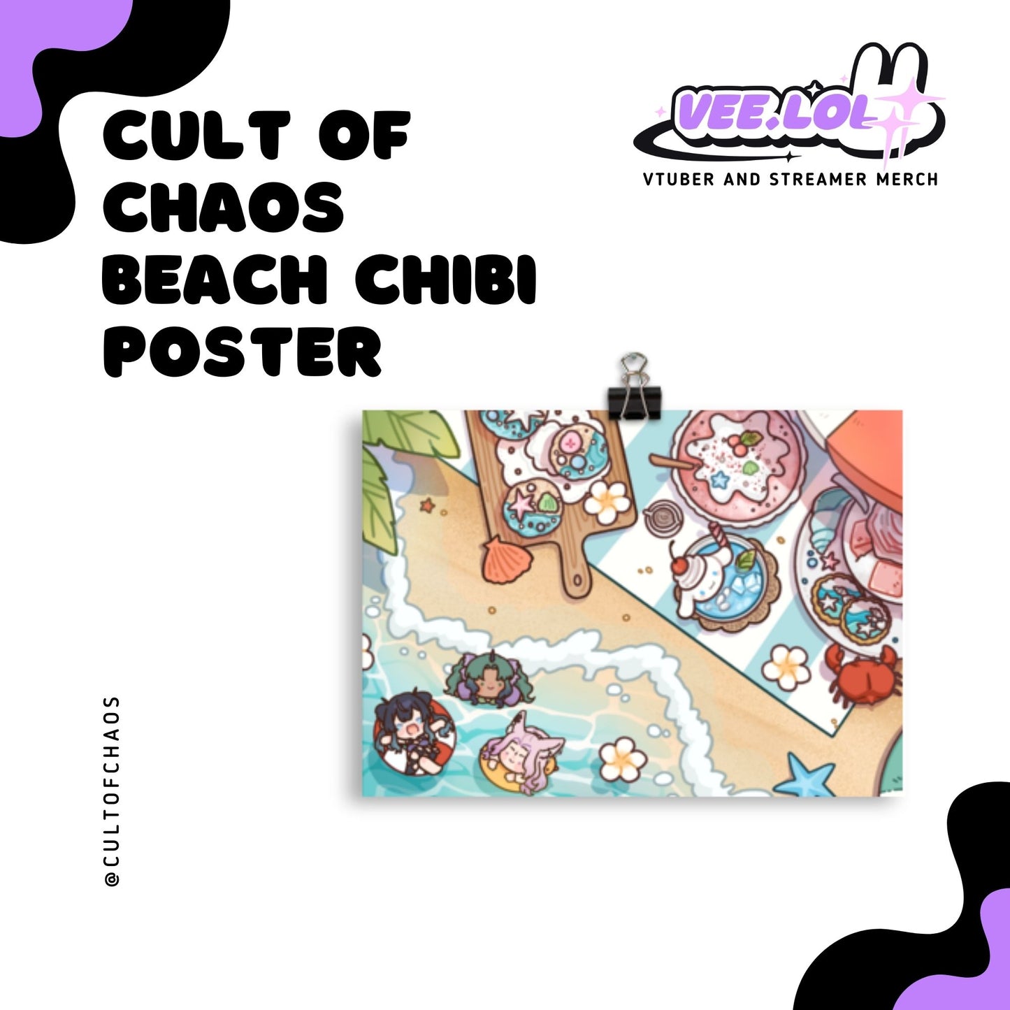 Cult Of Chaos Leaders Chibi Beach Poster