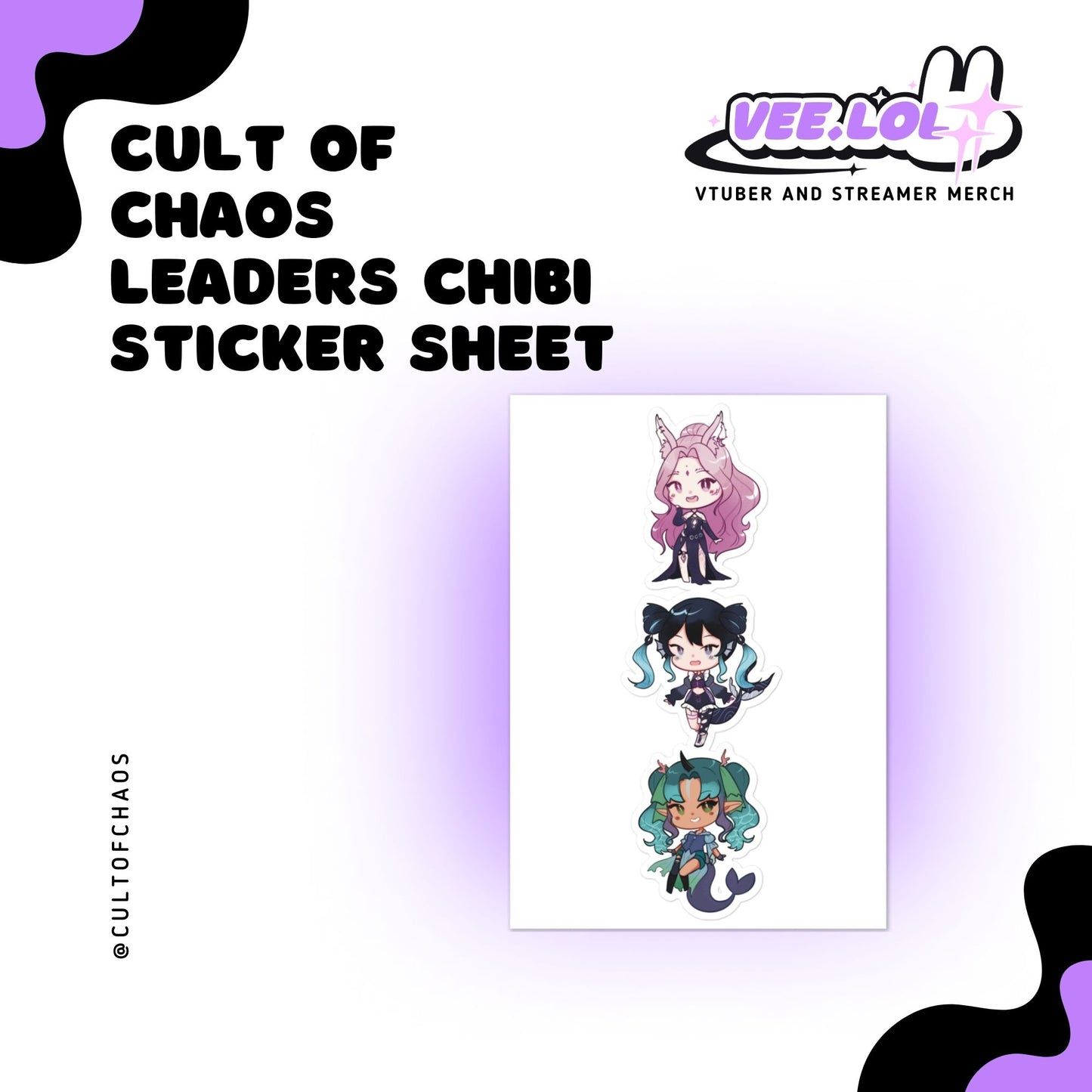 Cult Of Chaos Leaders Chibi Sticker Sheet