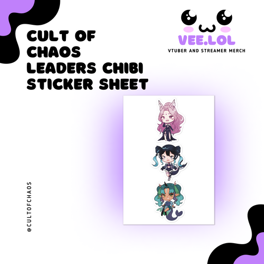 Cult Of Chaos Leaders Chibi Sticker Sheet