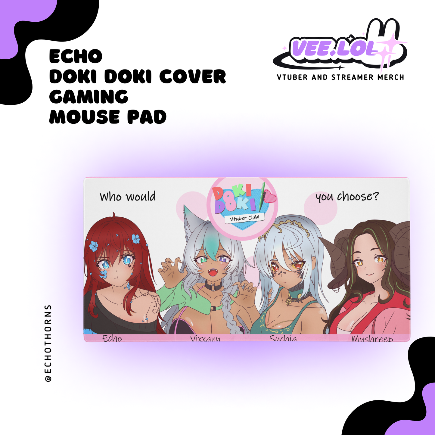 Echo Doki Doki Cover Gaming Mouse Pad