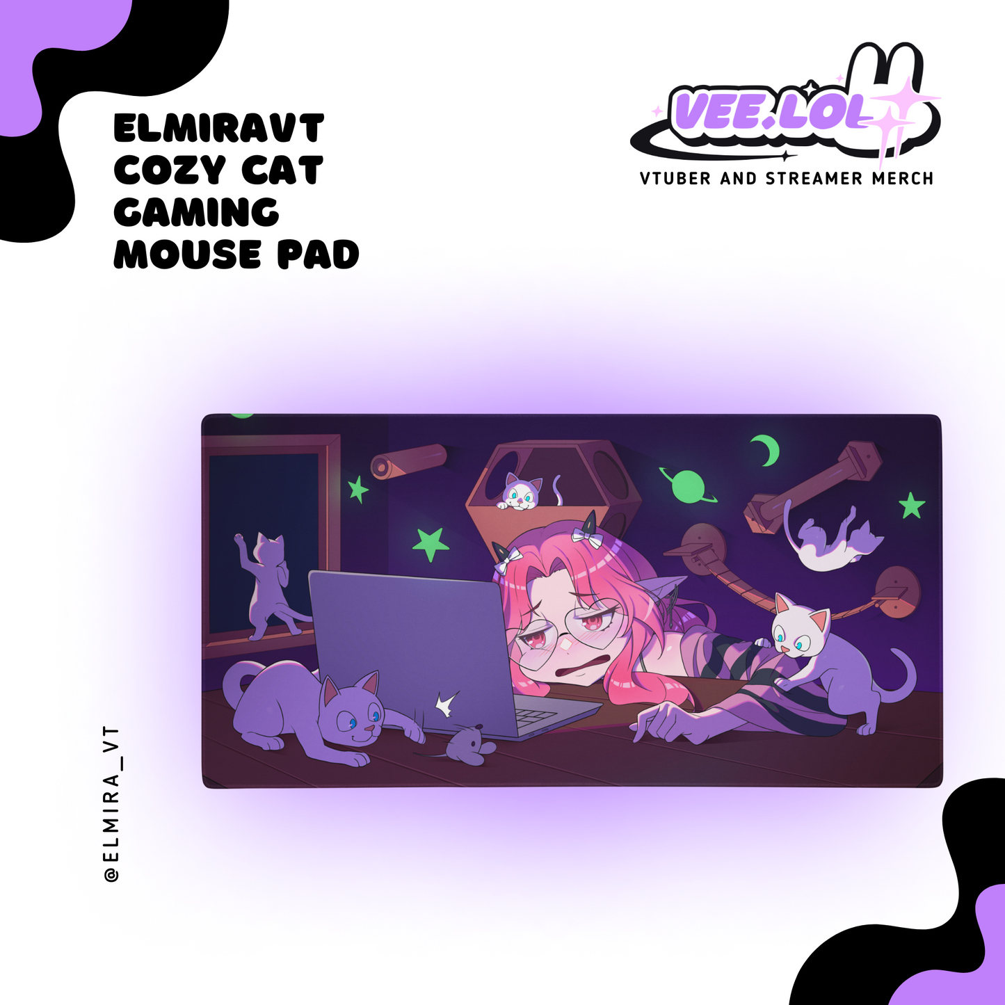 ElmiraVT Cozy Cat Gaming Mouse Pad