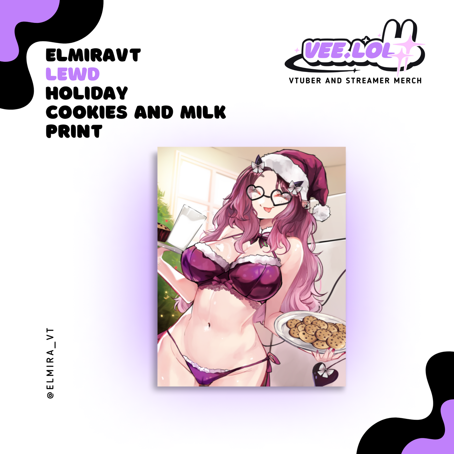 ElmiraVT Lewd Holiday Cookies and Milk Print