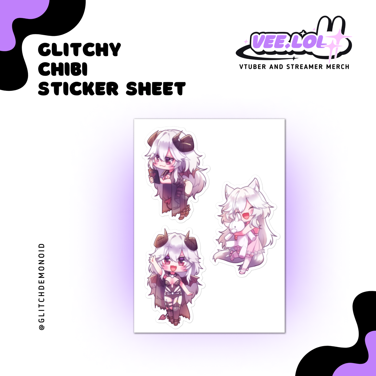 Glitchy Chibi Sticker Sheet