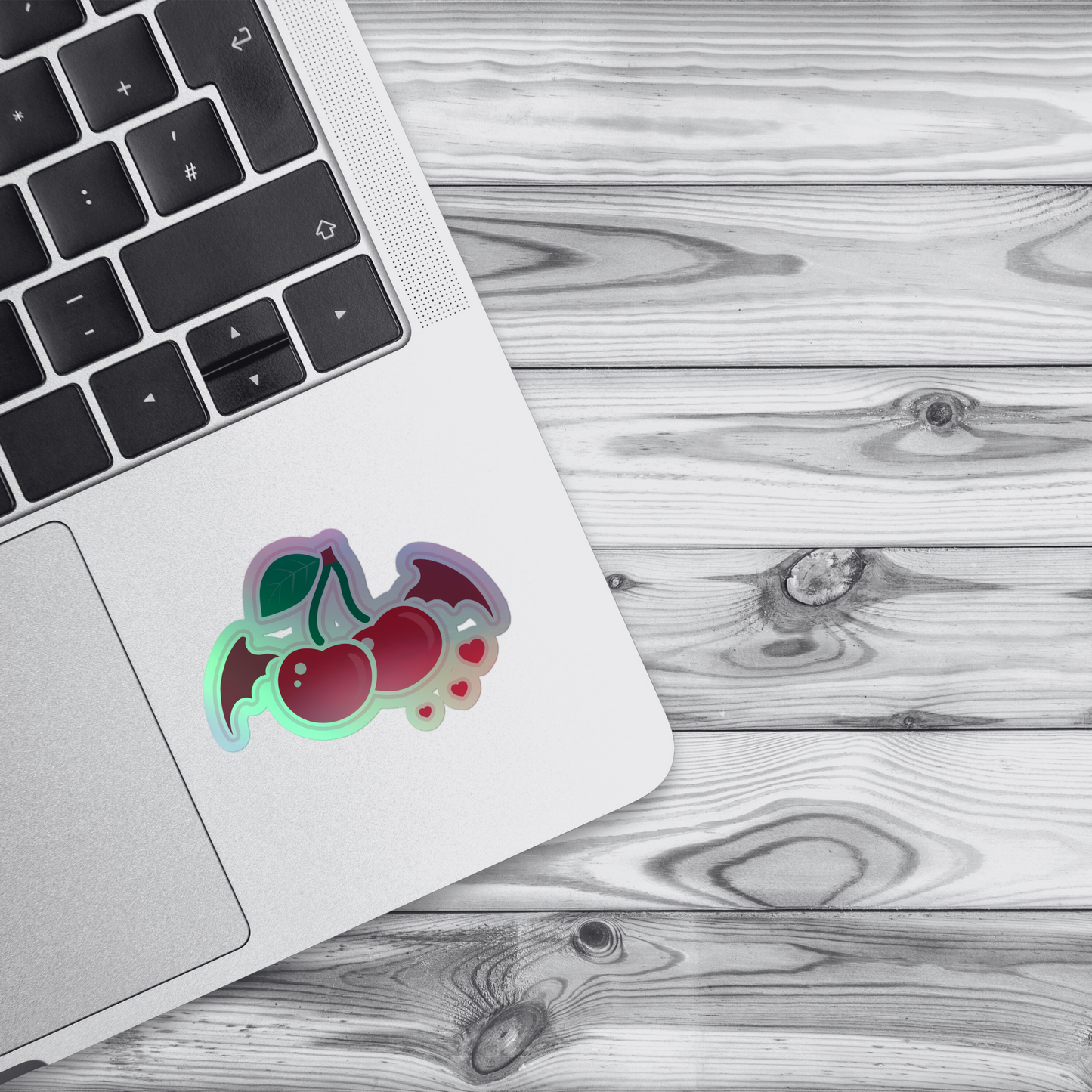 Glitchy Cherry Holographic Sticker