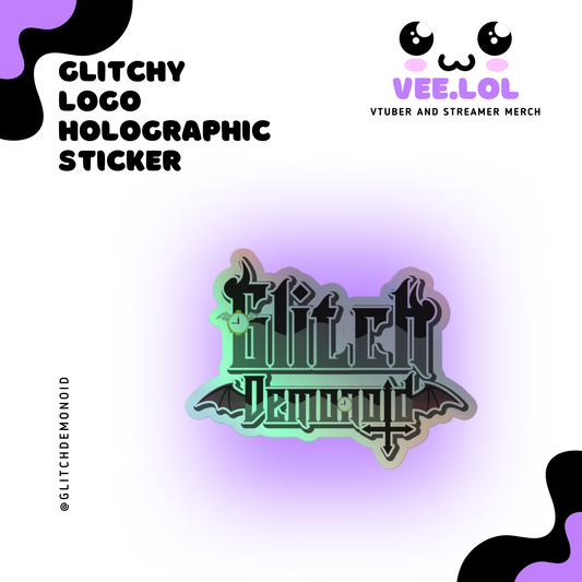 Glitchy Logo Holographic Sticker