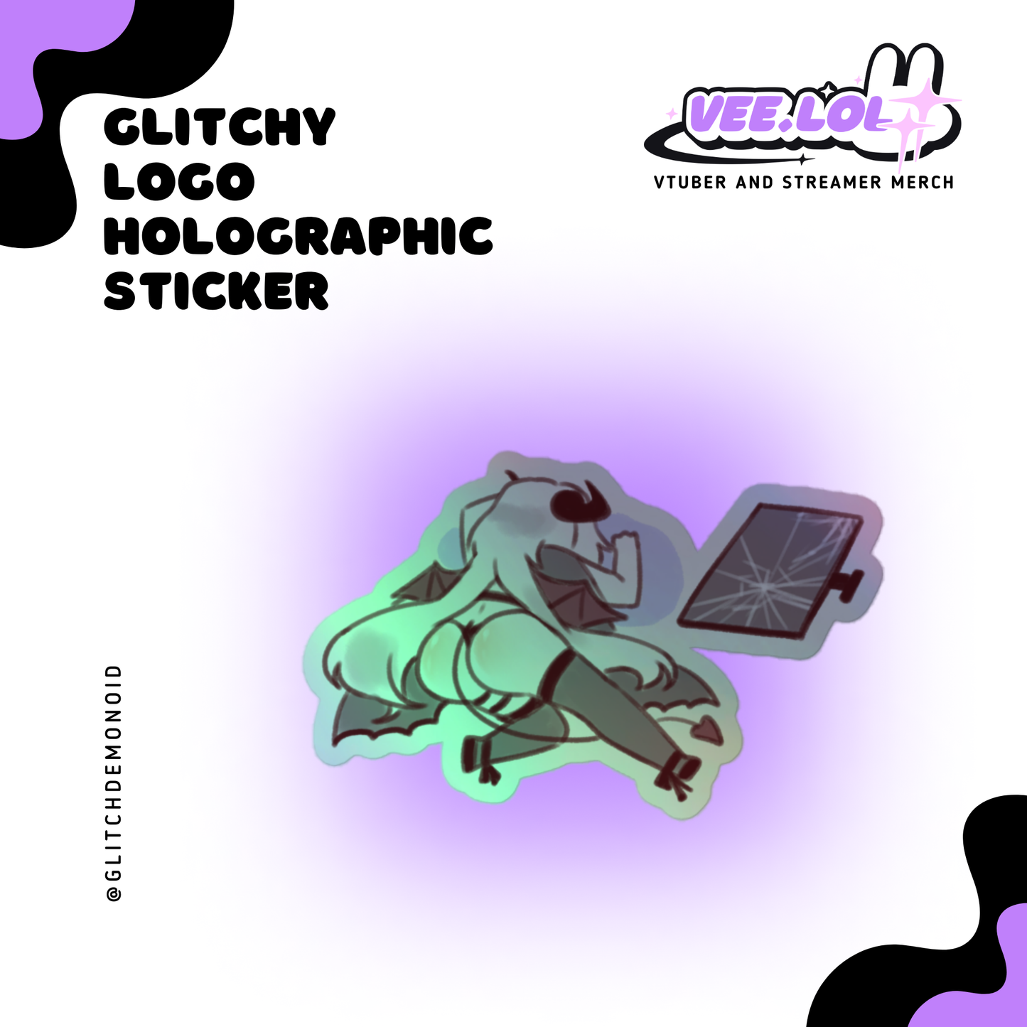Glitchy Broken Holographic Sticker