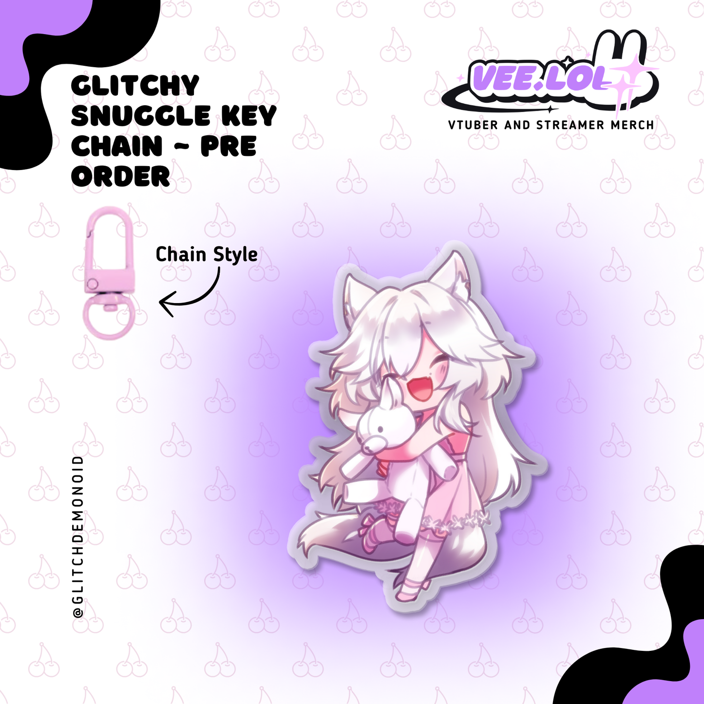 Glitchy Snuggle Key Chain ~ Pre Order