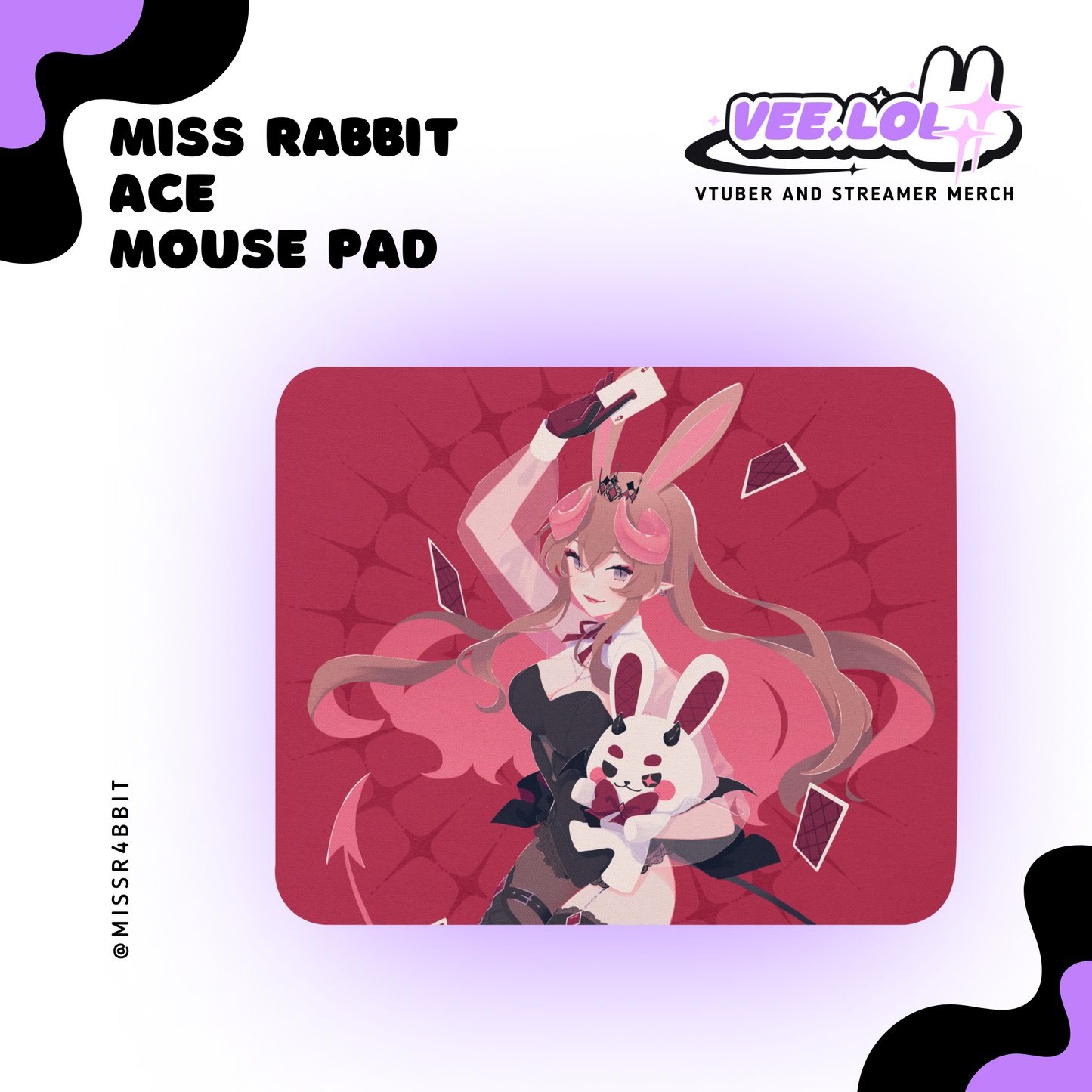 Miss Rabbit Ace Mouse Pad