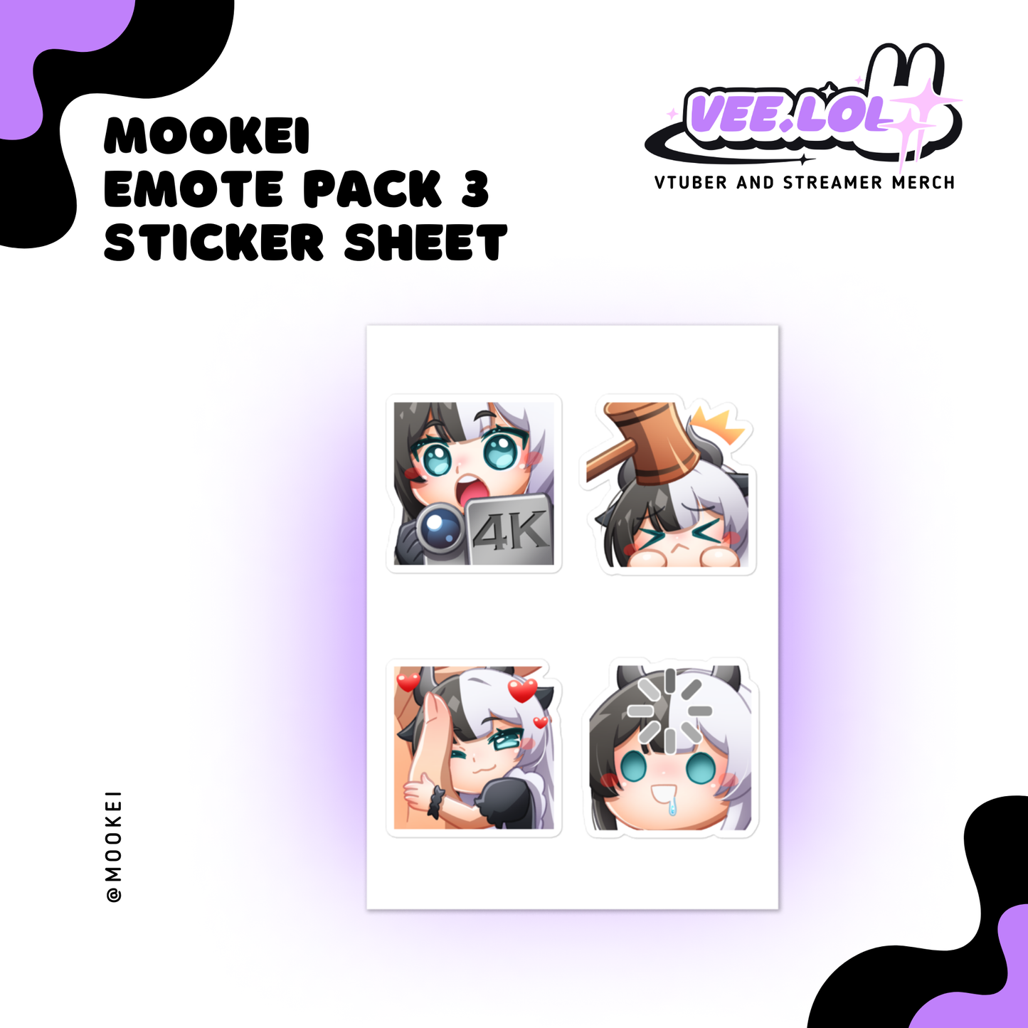 Mookei Emote Pack 3 Sticker Sheet