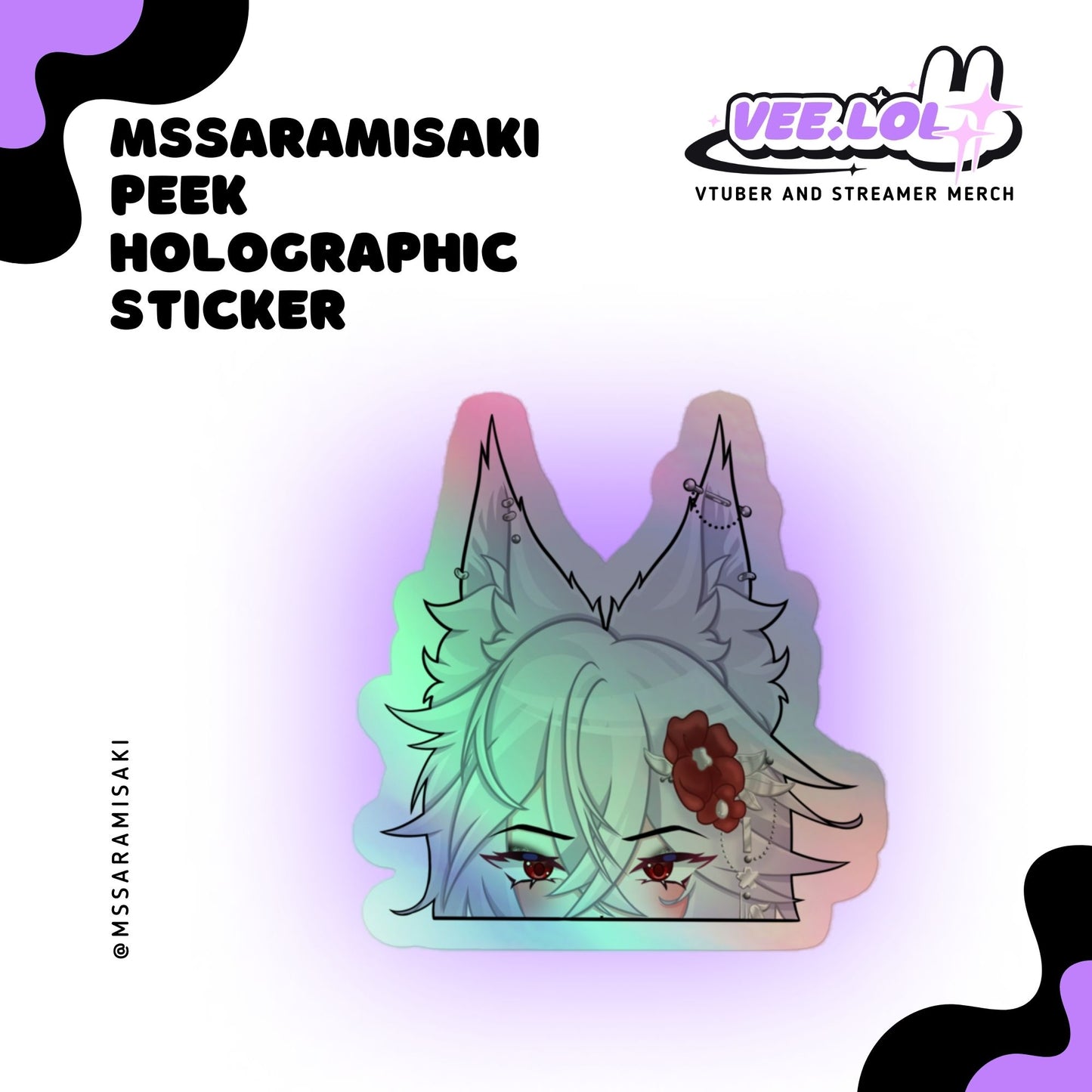 MsSaraMisaki Peek Holographic Sticker