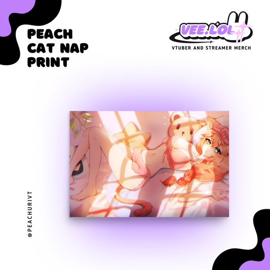 Peach Cat Nap Print