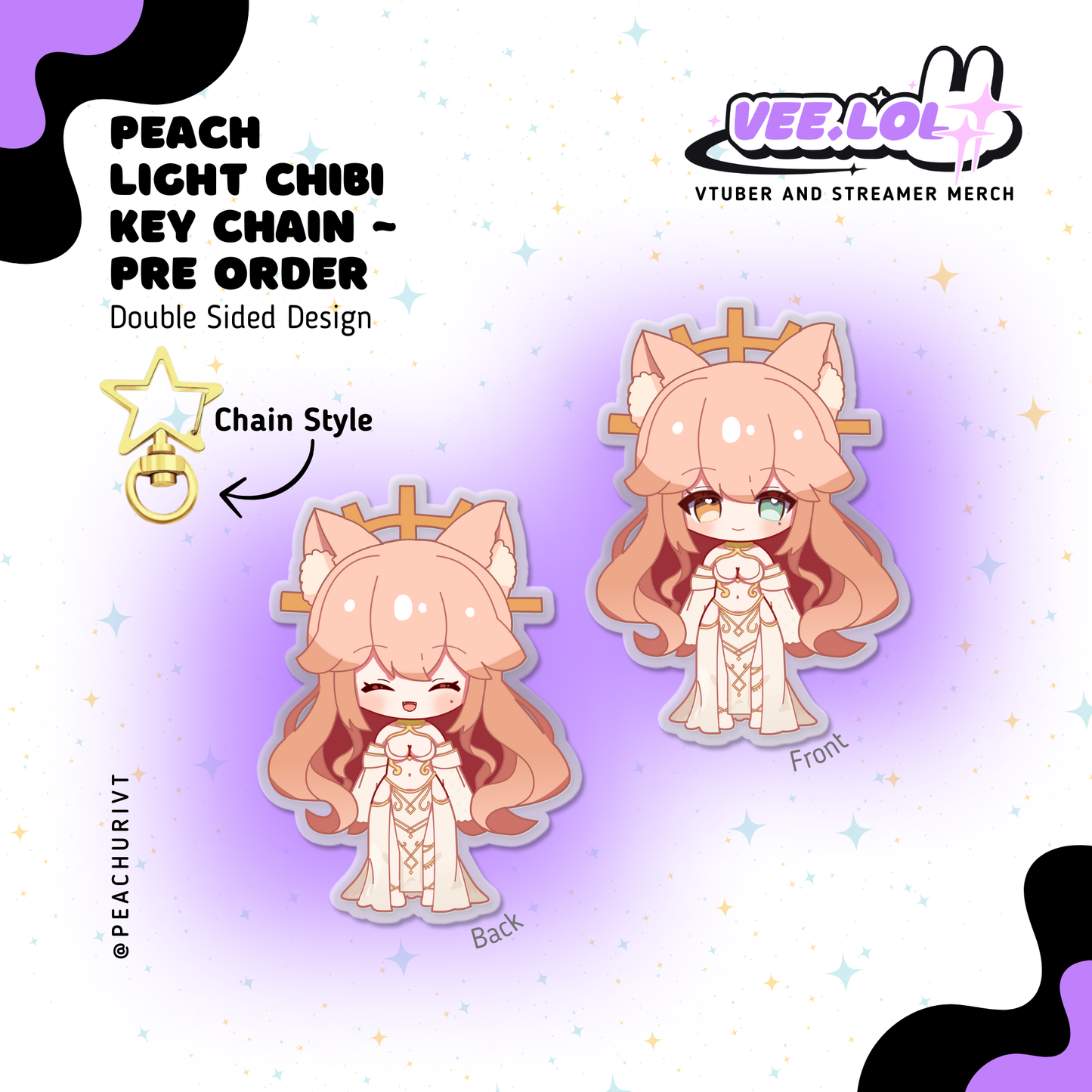 Peach Light Chibi Key Chain ~ Pre Order