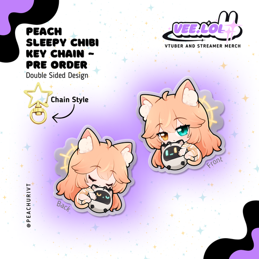 Peach Sleepy Chibi Key Chain ~ Pre Order