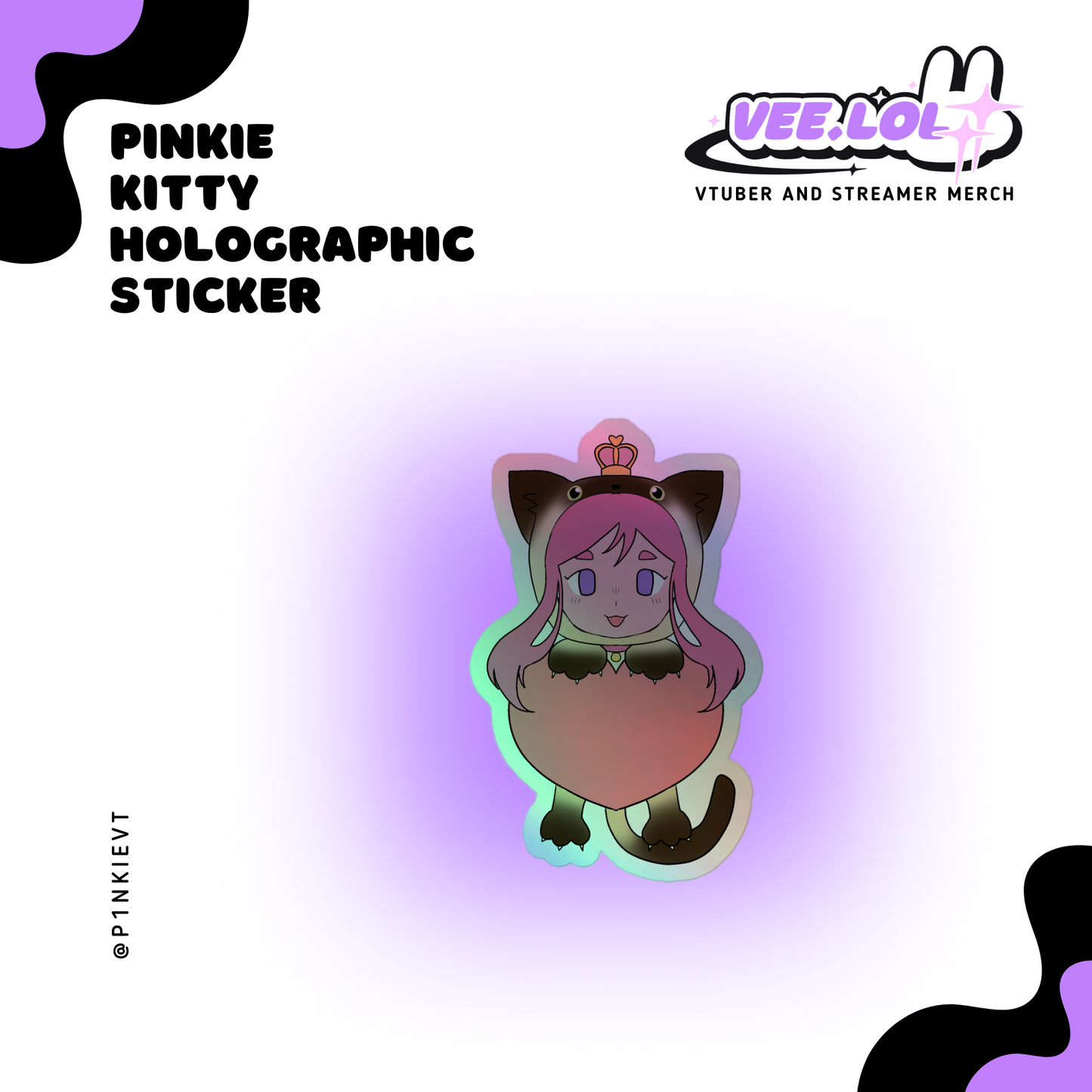 Pinkie Kitty Holographic Sticker