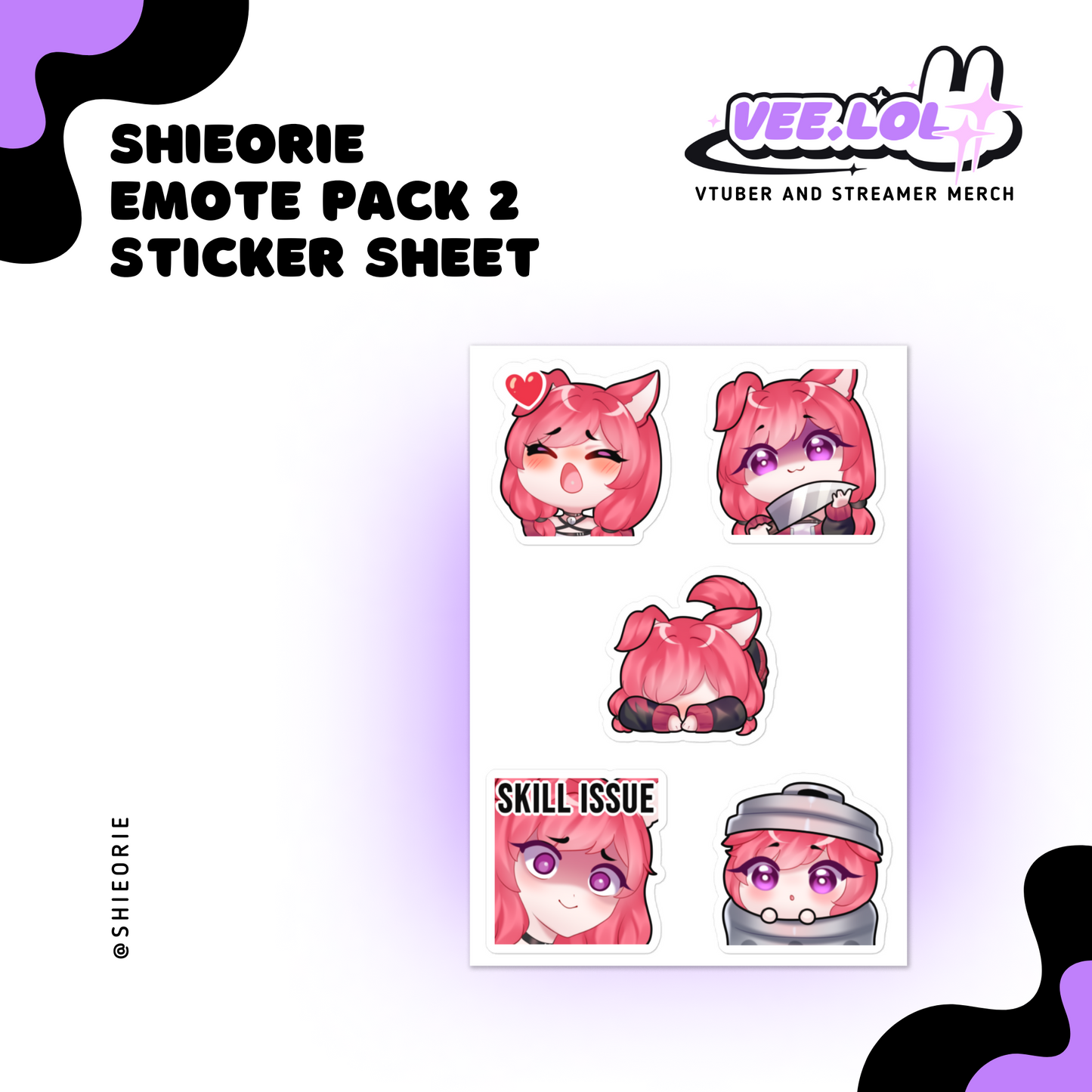 Shieorie Emote Pack 2 Sticker Sheet