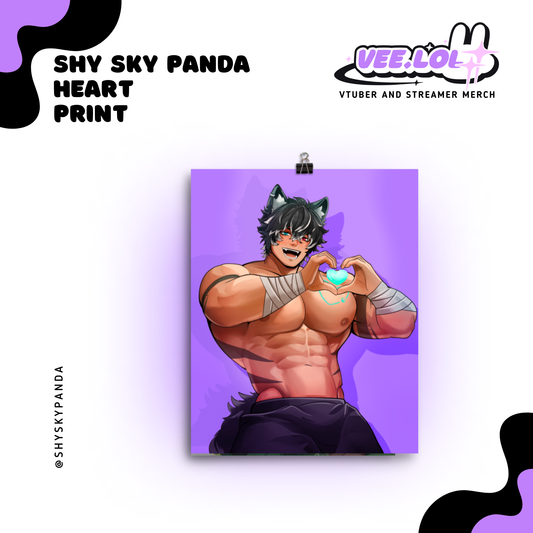 Shy Sky Panda Heart Print