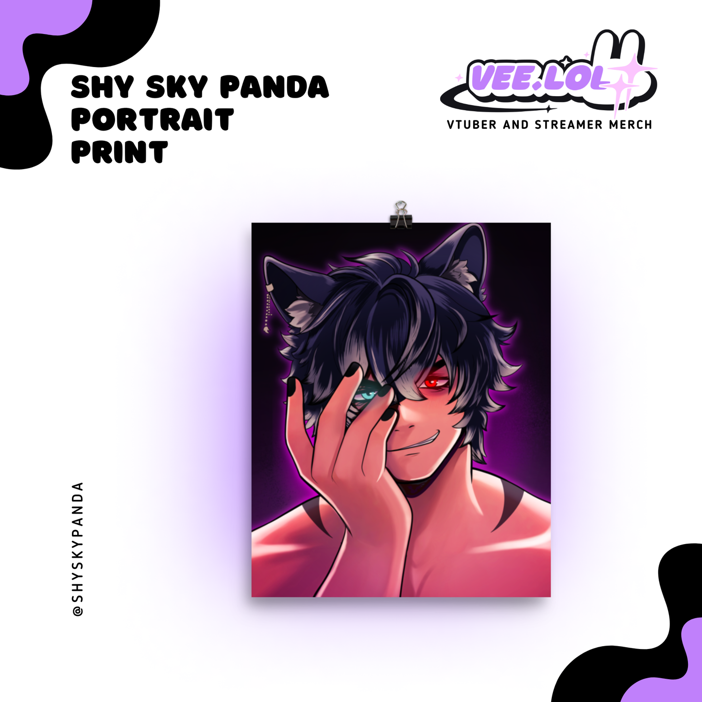 Shy Sky Panda Portrait Print