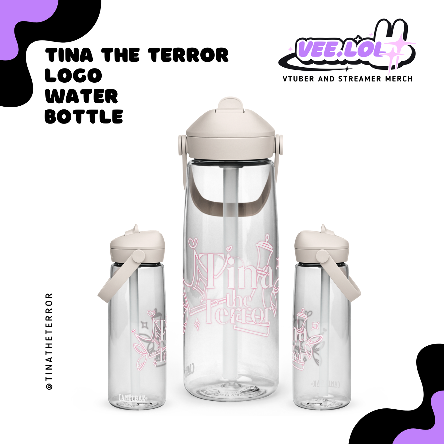 Tina The Terror Logo Water Bottle