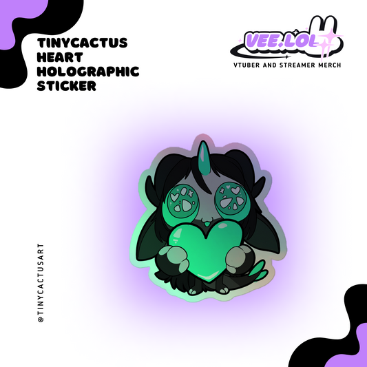 TinyCactus Heart Holographic Sticker