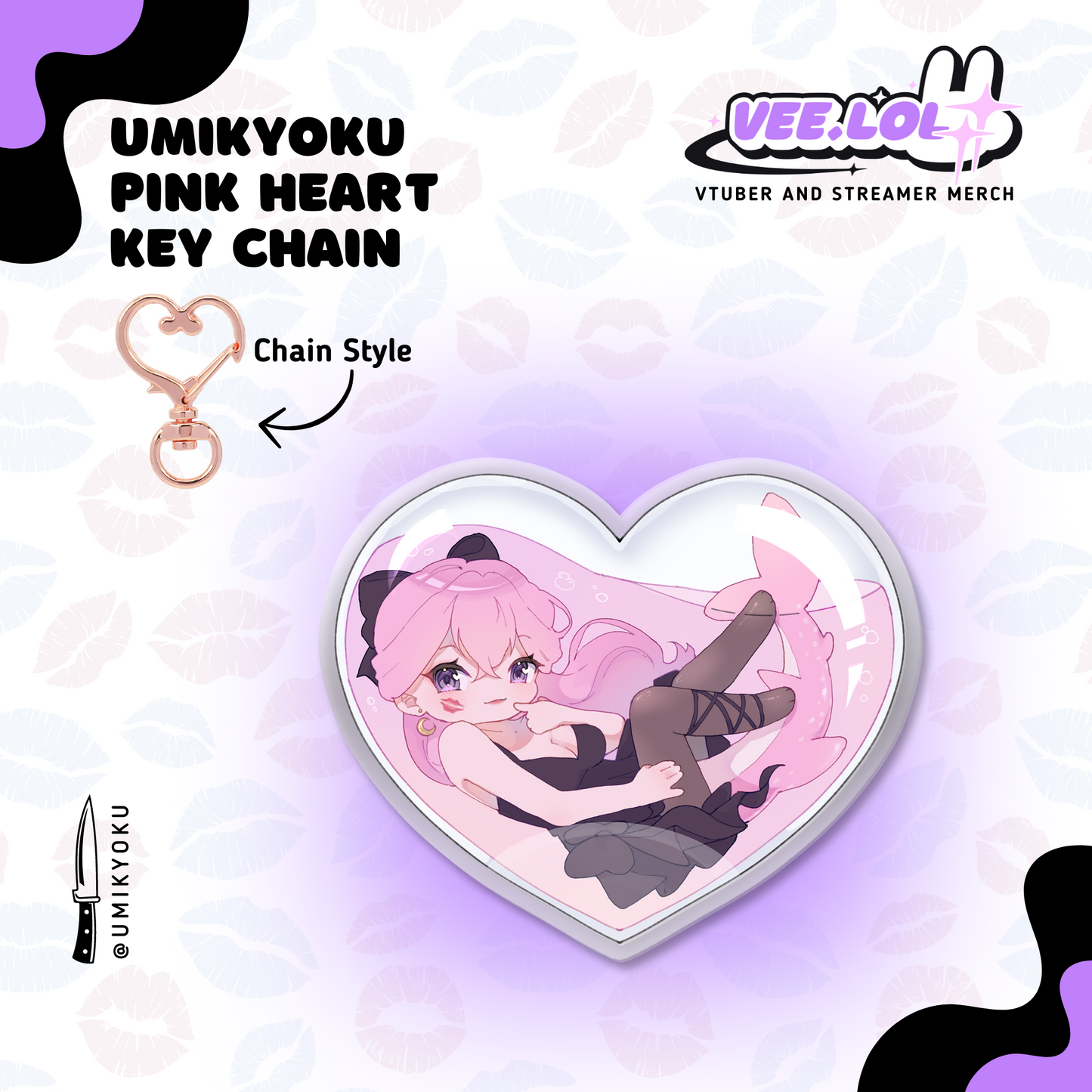 Umi Kyoku Pink Heart Keychain