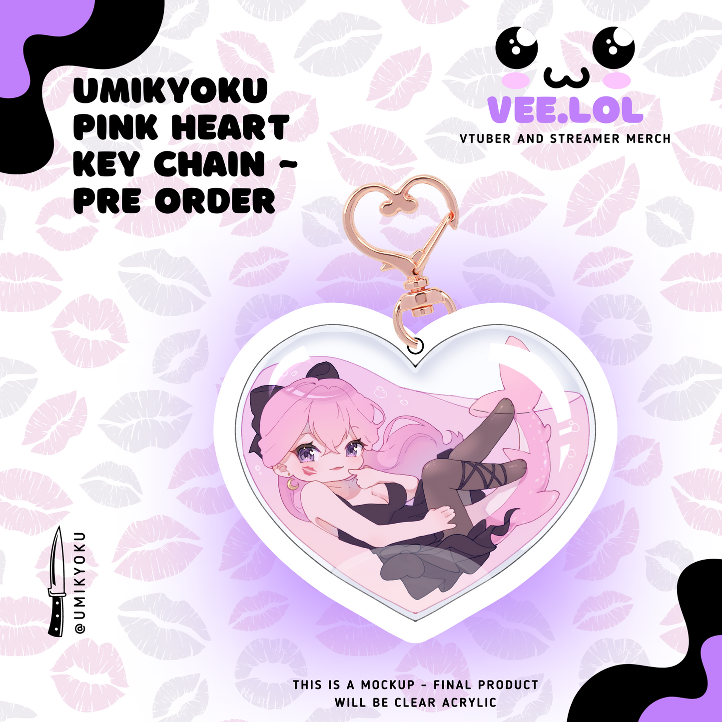 Umi Kyoku Pink Heart Keychain