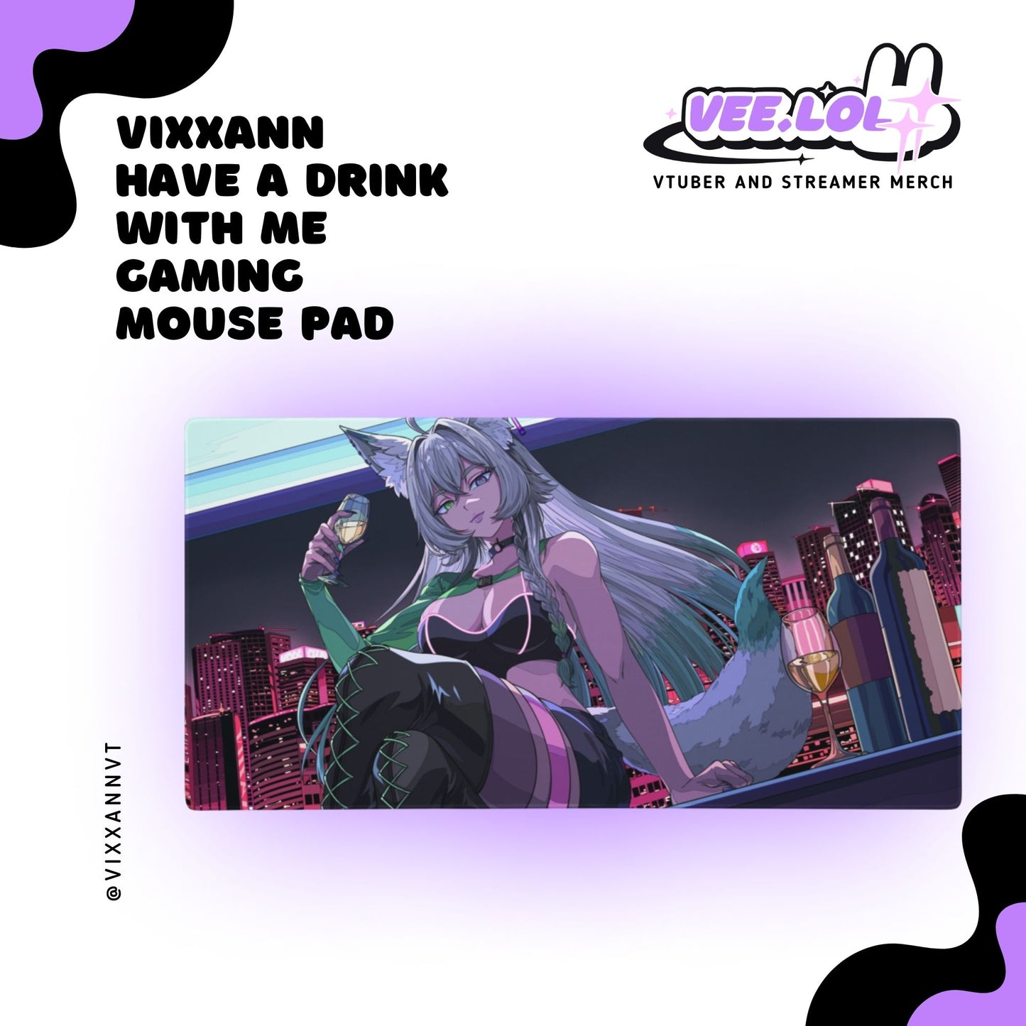 Vixxann Have A Drink With Me Gaming Mouse Pad