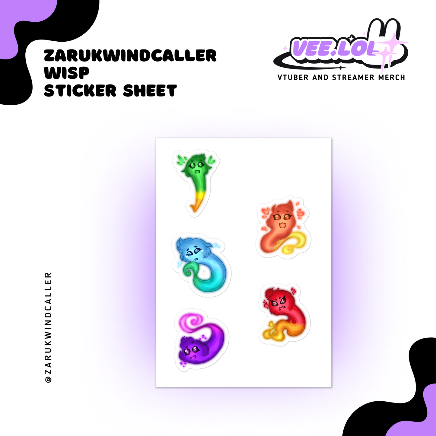 ZarukWindCaller Wisp Sticker Sheet